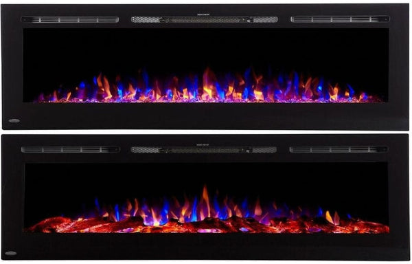 Touchstone Sideline Electric Fireplace Clear Crystals and Logs with Embers Comparison