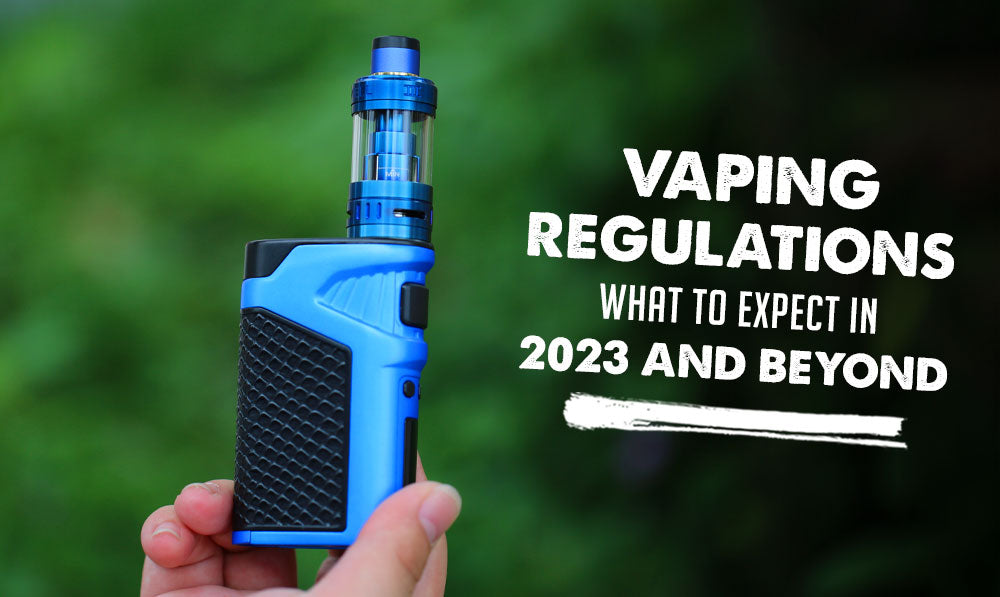 Regulaciones de vapeo Qué esperar en 2023 y más allá con un hombre sosteniendo un vaporizador