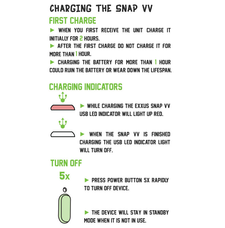 Charging the Exxus Snap VV on white background
