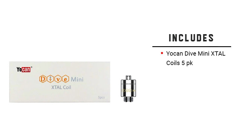 Included with the Yocan Dive Mini XTAL Coils 5pk on white background.