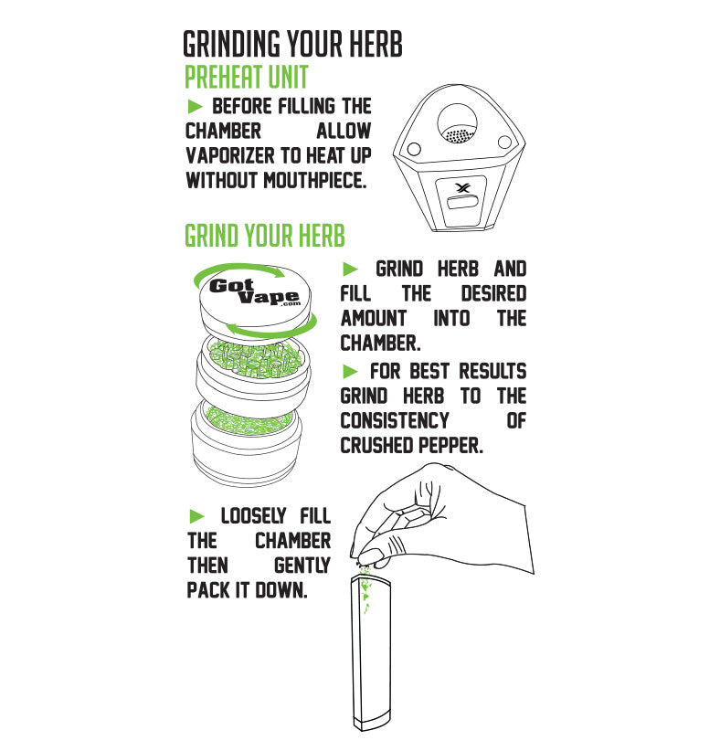 Grinding your herbs with the Exxus Mini Plus on white background