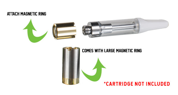Connecting Cartridge to Exxus Snap VV magnetic ring on white background