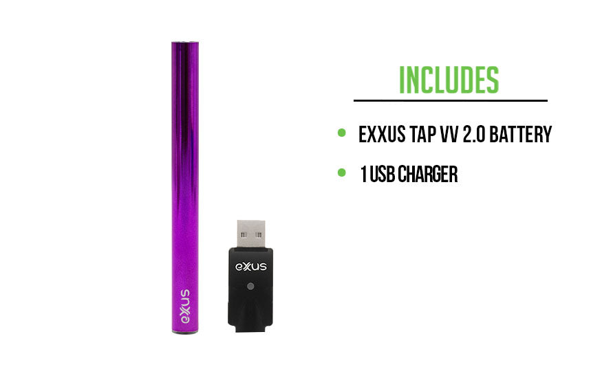What's included with the Exxus Tap VV 2.0 on white background
