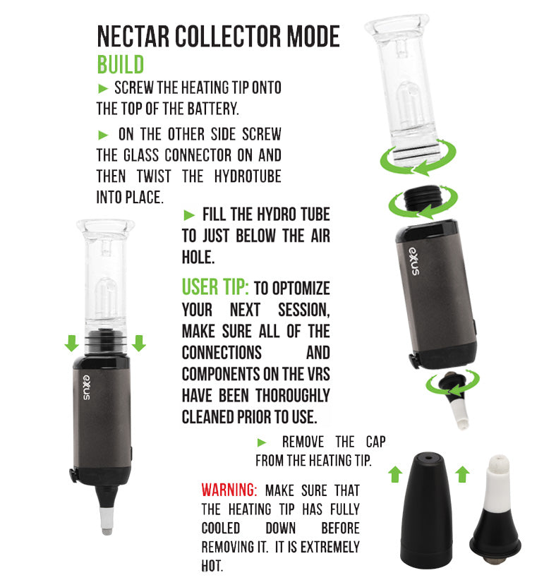 Exxus VRS Nectar Collector Mode setup on white background