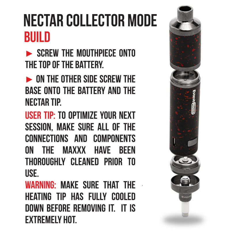 Configuración de Wulf Evolve Maxxx Nectar Collector Mode sobre fondo blanco