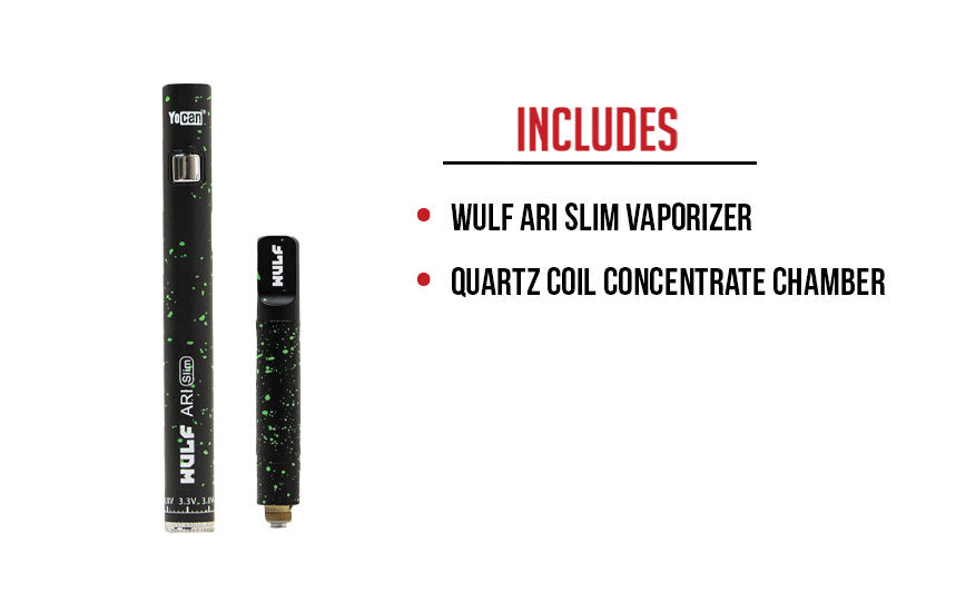 Included with Wulf ARI Slim Concentrate Vaporizer on white background