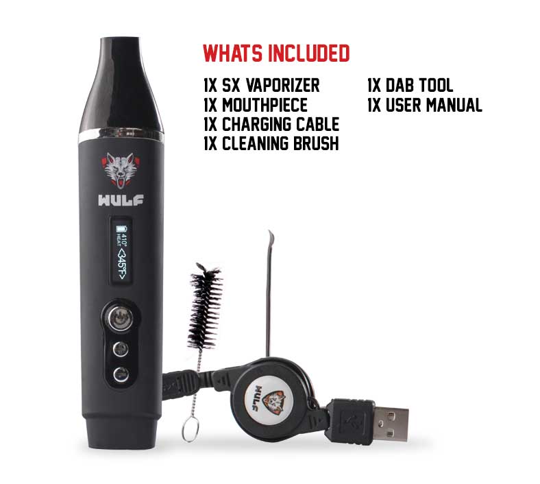 Included with the Wulf SX Vaporizer on white background