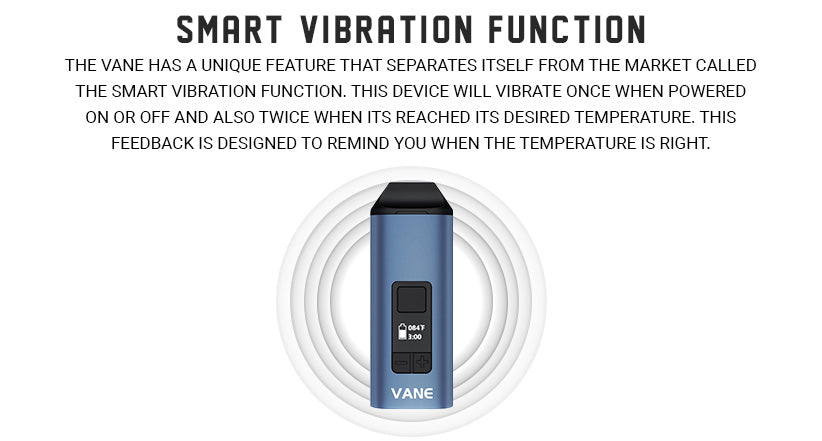 Yocan Vane Dry Herb Vaporizer's Smart Vibration Function on white background