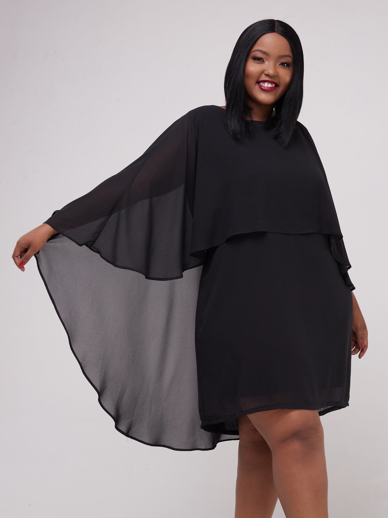 Aramay Iris Cape Shift Dress - Black – Shopzetu