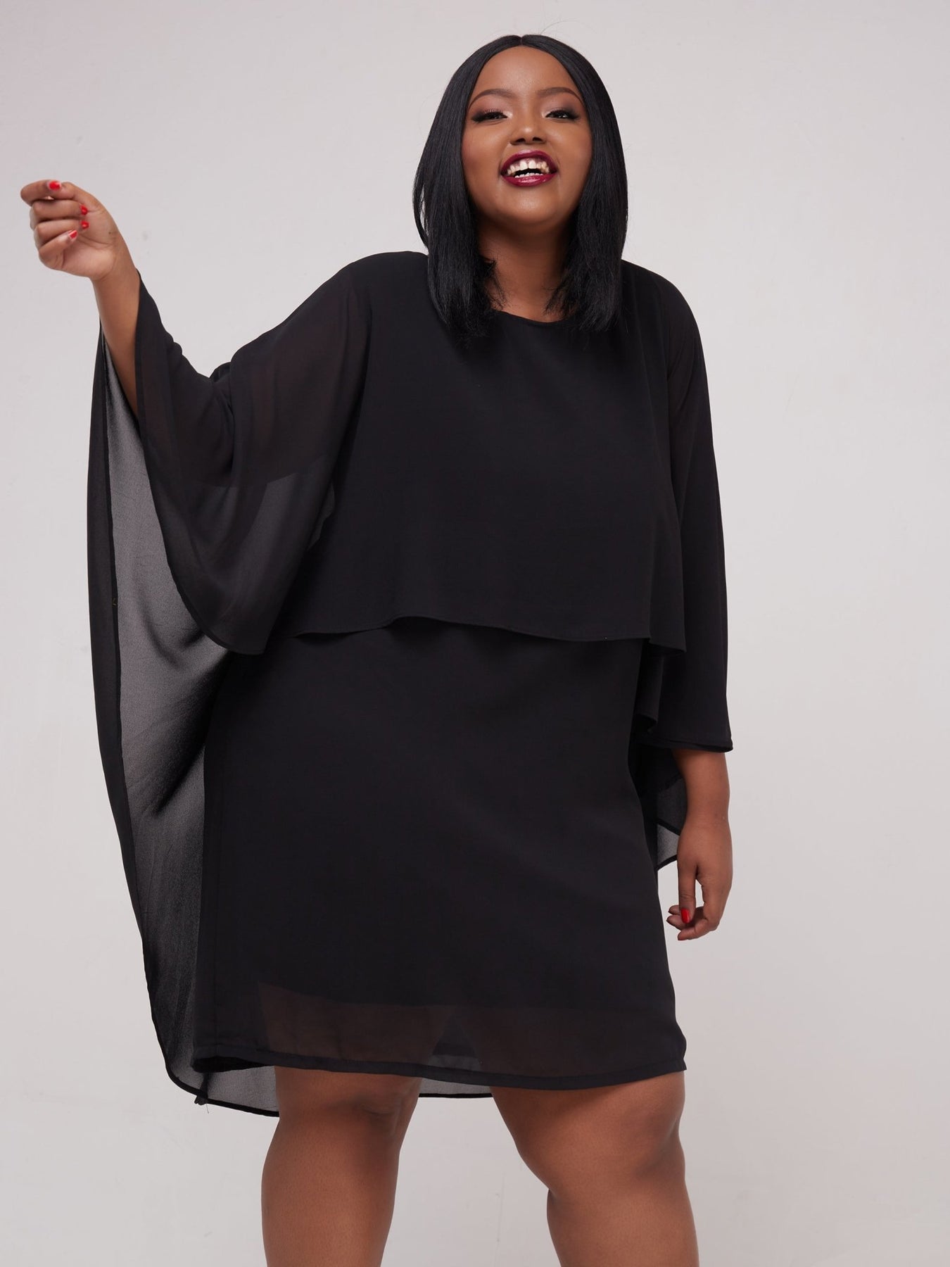 Aramay Iris Cape Shift Dress - Black – Shopzetu