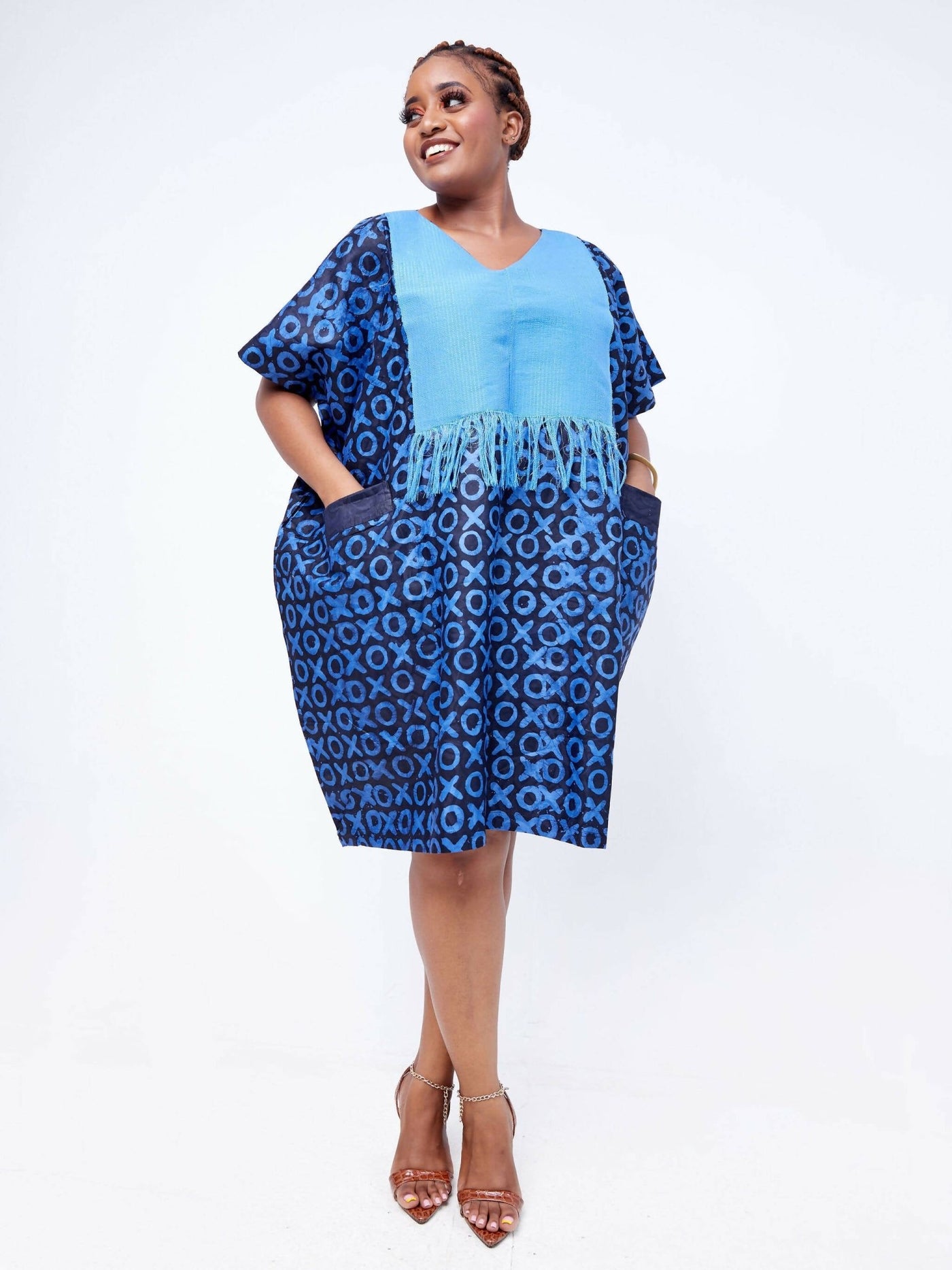 Imura Folake Shift Dress- Blue - Shop Zetu Kenya