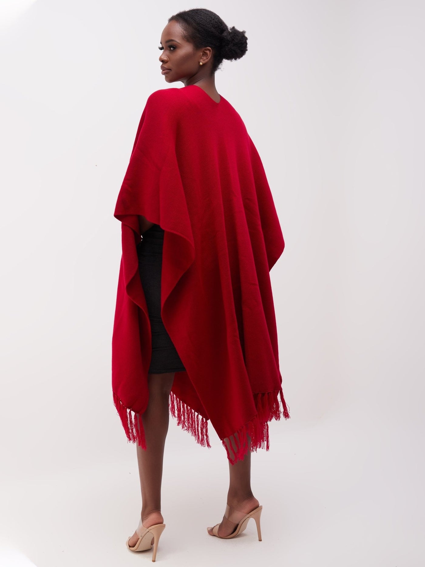 Vivo Basic Double Layered Wrap Poncho - Dark Red - Shop Zetu Kenya