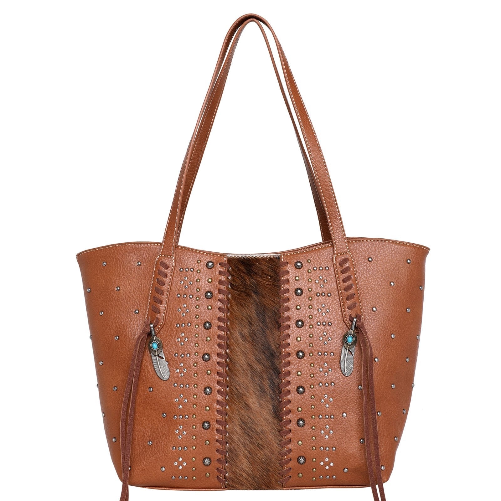 Trinity Ranch Hair-On Leather Studs Collection Concealed Carry Tote - Cowgirl Wear product image