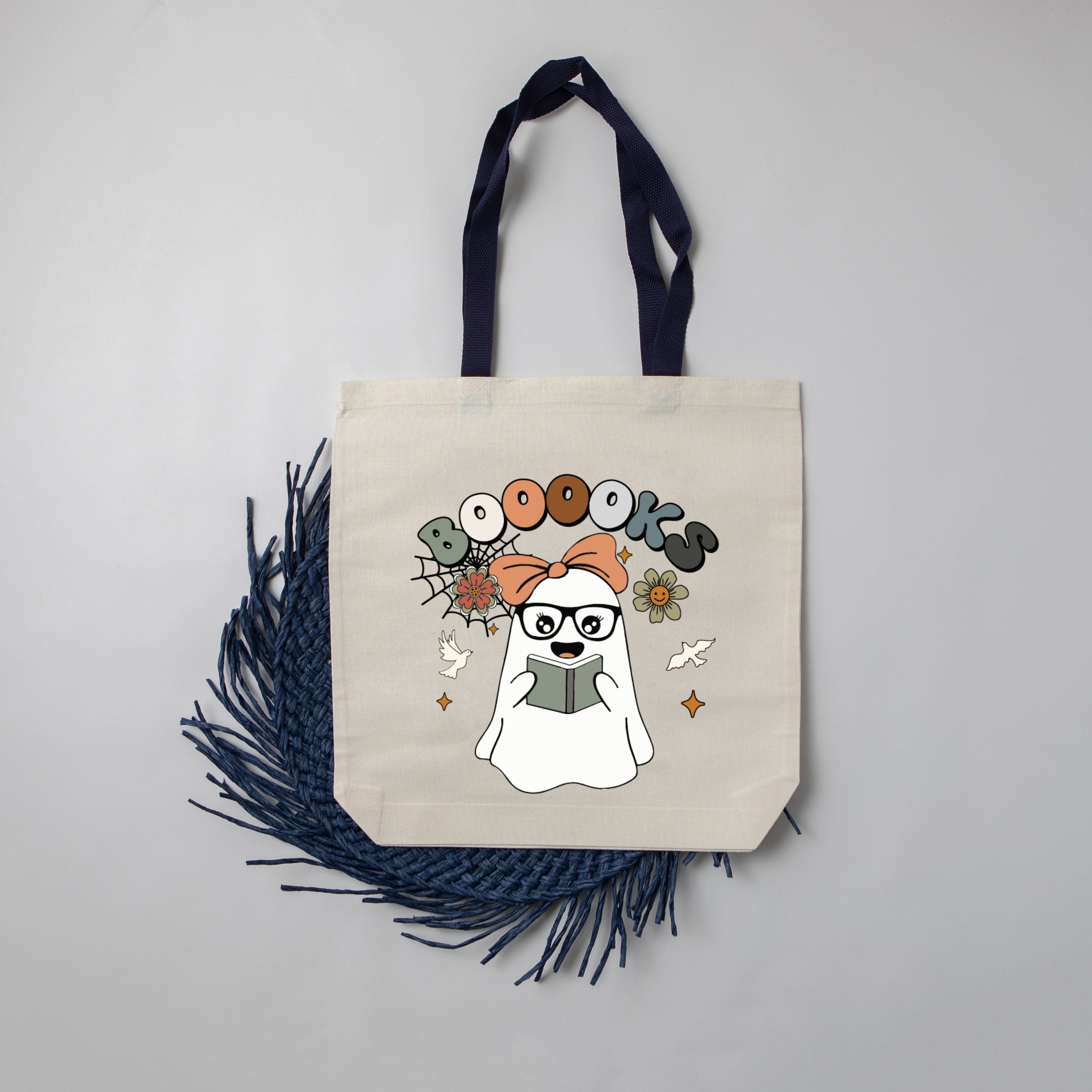 "Booooks" Cute Ghost Halloween Tote Bag