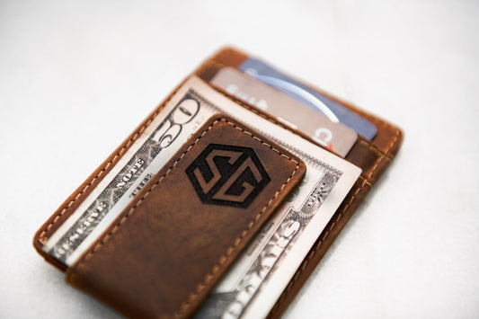 Personalized Leather Magnetic Money Clip the Sanibel by Left Coast