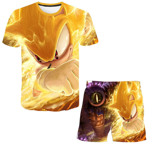 Conjunto Camiseta e Bermuda Sonic 3D