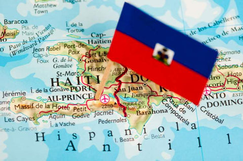 Map of Haiti, showing Haitian Flag