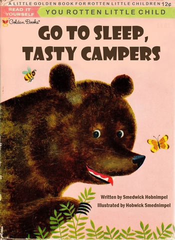 Dark humour in a cartoon about tent camping in bear country by Hobwick Shmednimple.