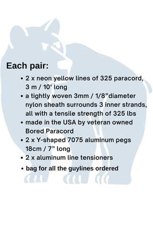 Guyline specifications of 325 Bored Paracord