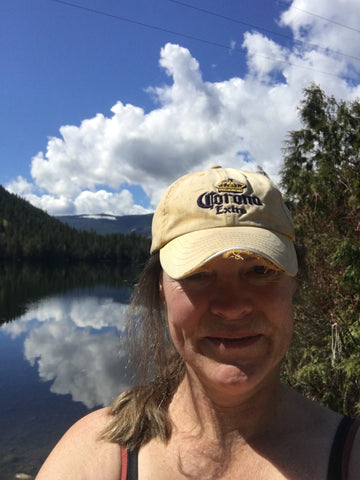 Selfie at Snowshoe Lake. Bear spray and bangers in hand.