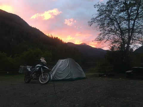 Motorbike campsite protected by a Bear Sentry electric fence.
