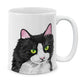 MUGBREW 11 OZ Ceramic Coffee Mug Tea Cup, Black White Tuxedo Cat Vector Portrait