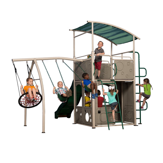 castle grey metal swing set