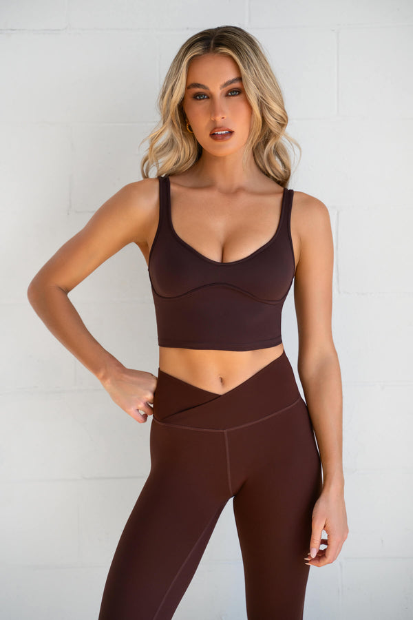 Classic V Leggings in Chocolate - High Waisted with V Cut - Women's Leggings  – BAMBINE BODY