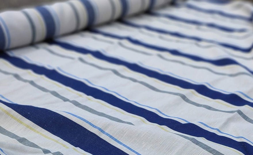 Linen Cotton Natural Color Dobby Stripe Fabric (6402) - The Linen Lab