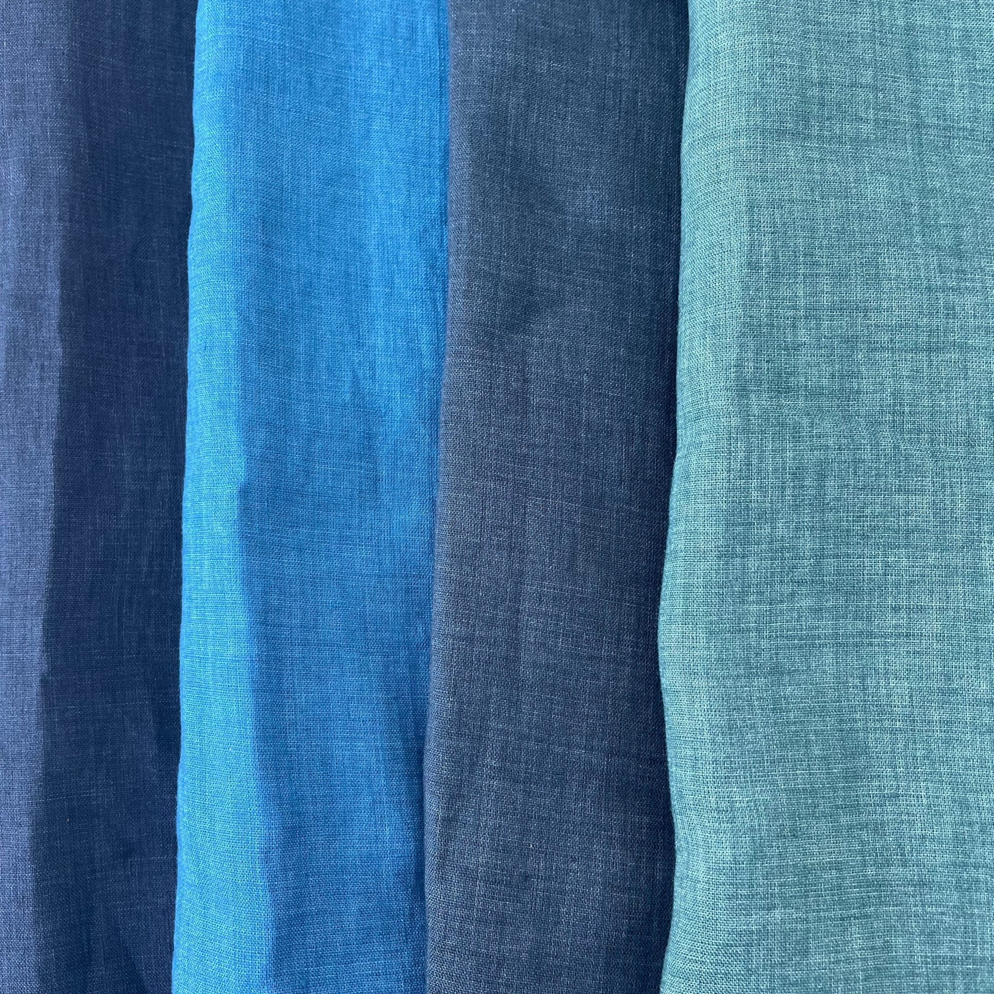 Linen Fabric Sample Crushed Melange Blue - LinenMe