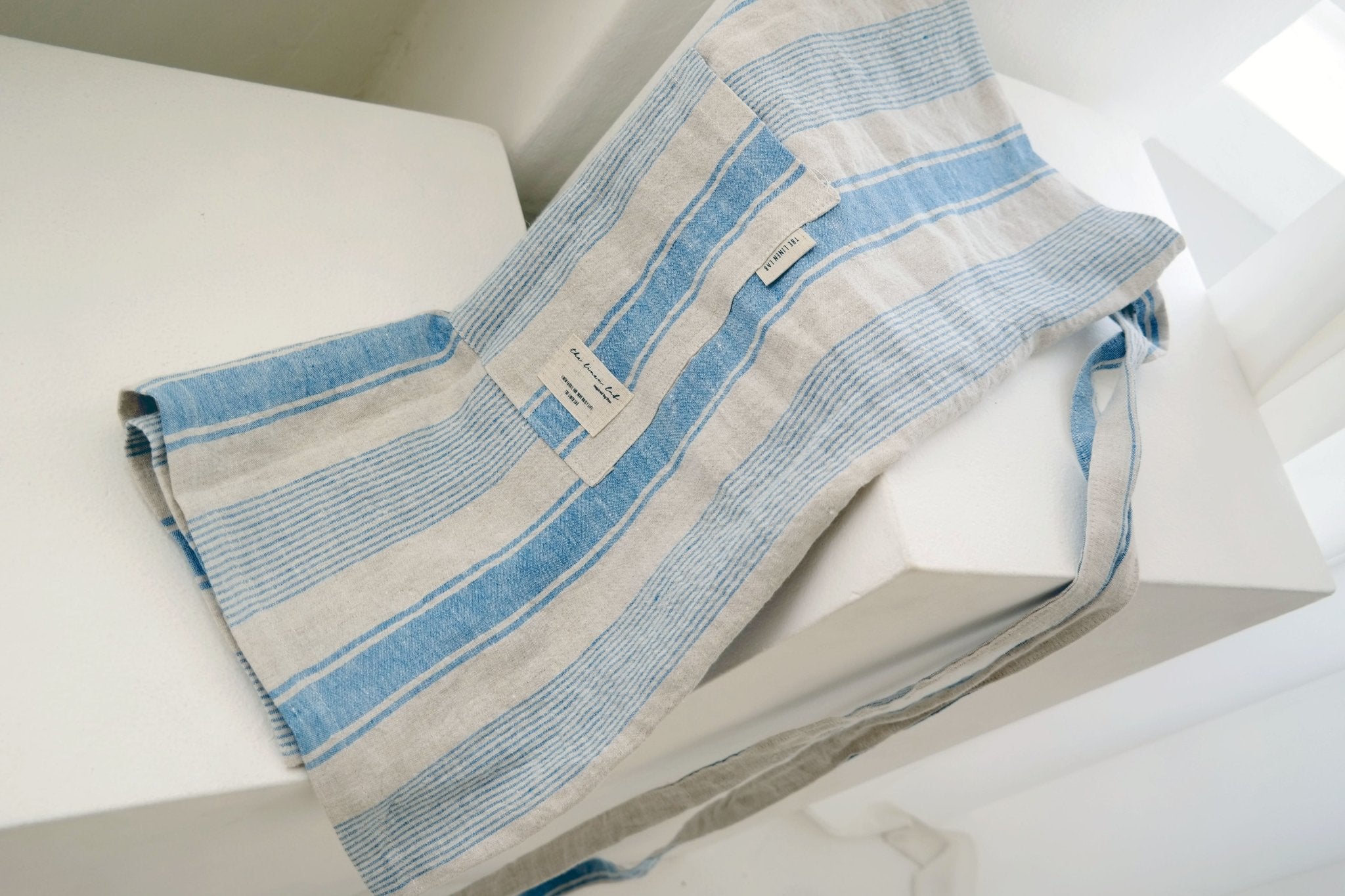 kitchen towel - linen - navy check – Ezu Studio