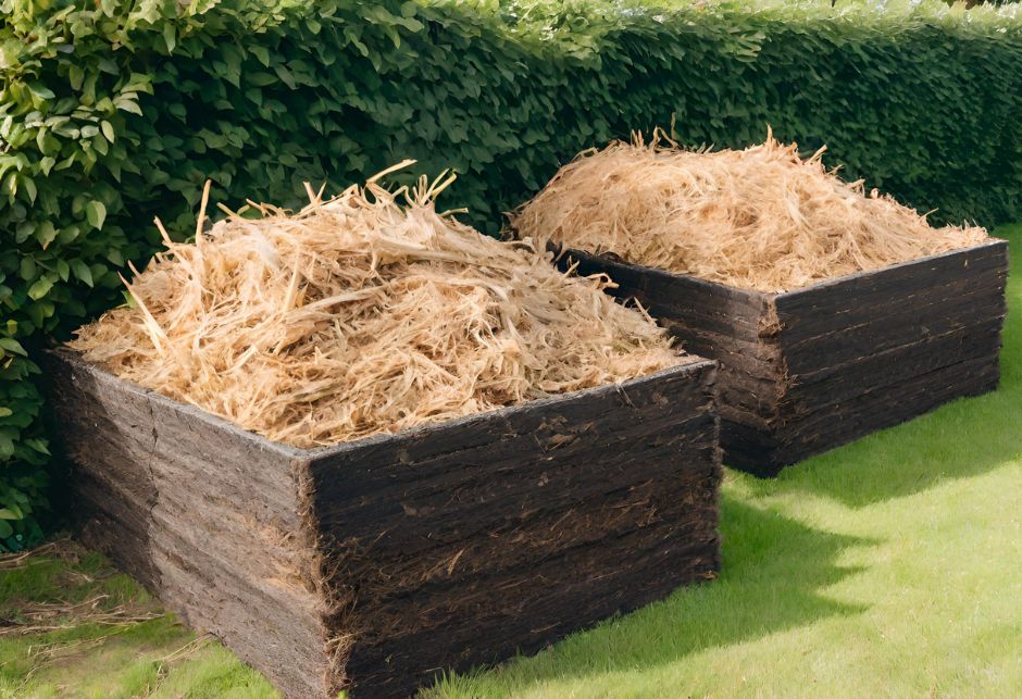 Compost Piles covered in straw