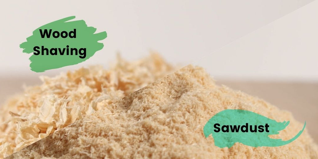 wood shavings and sawdust comparison close up