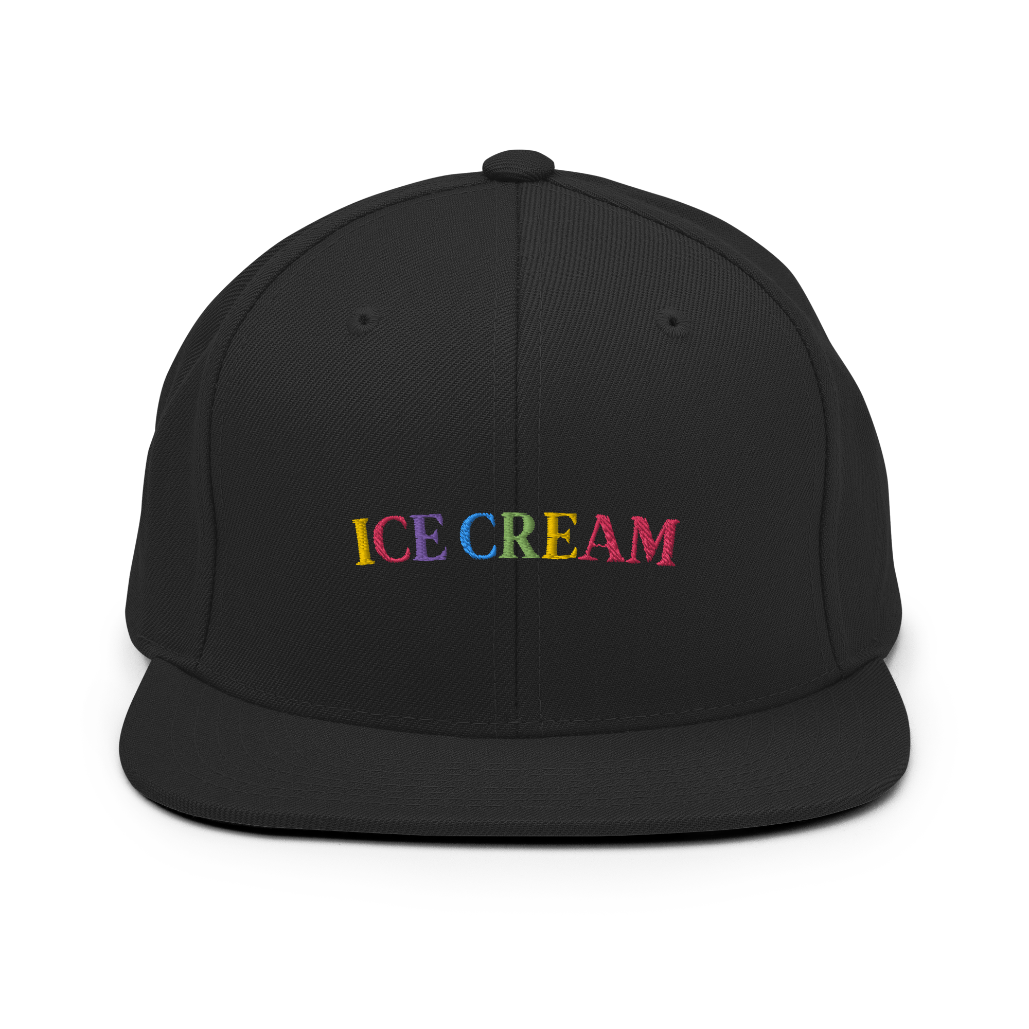 Ice Cream Text Snapback, Black