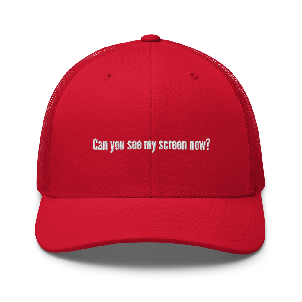 Can you see my screen now? Trucker Cap, Red