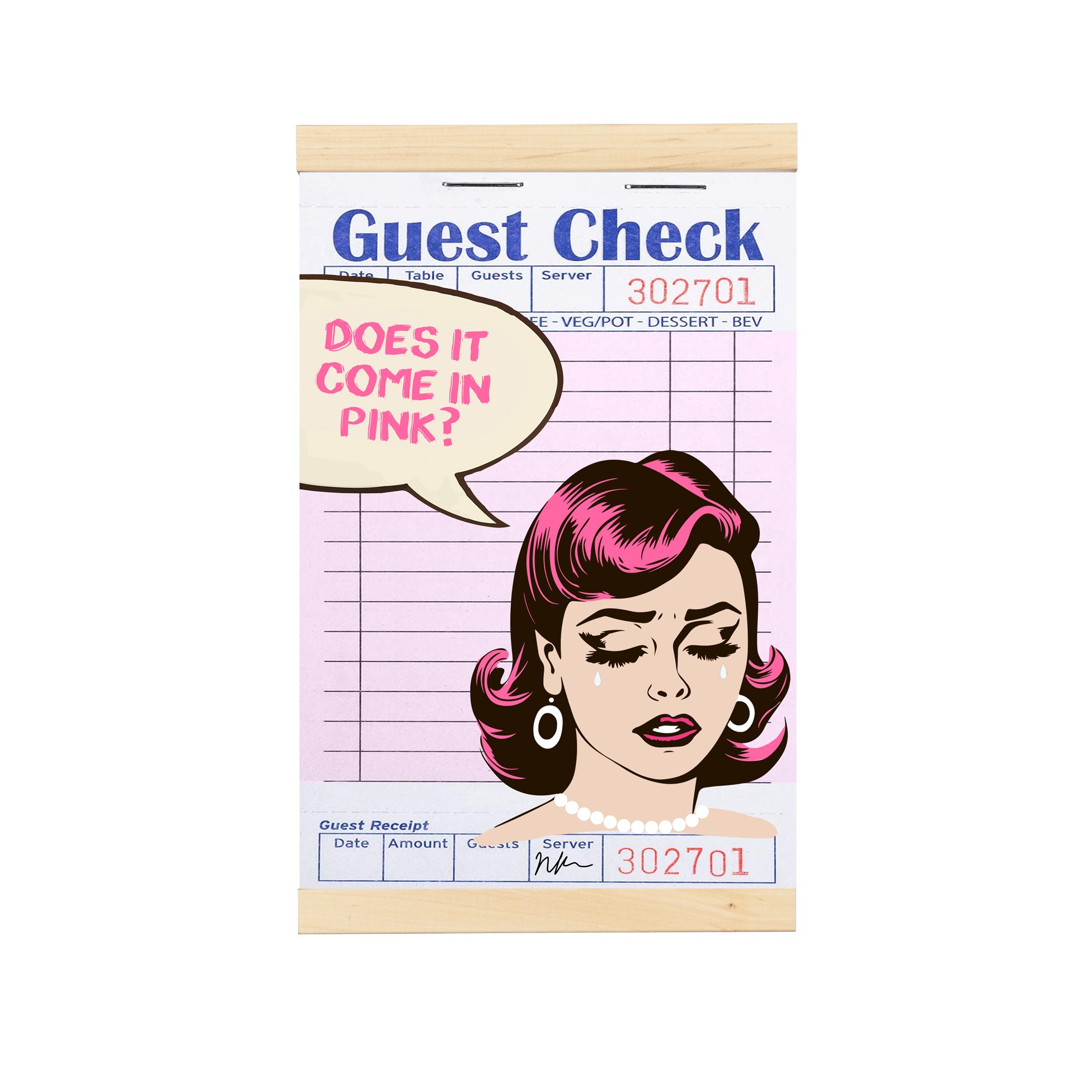 NikkiRaye Collection "PINK?" Guest Check on Hanging Canvas