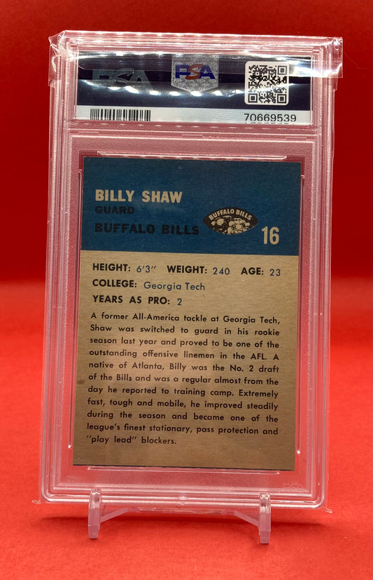 1962 Fleer Football Card #16: Billy Shaw rookie card