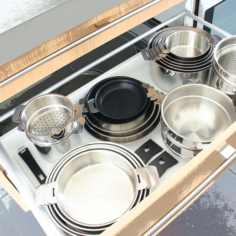 This best-selling cookware set fits into even the smallest kitchen  cabinets, thanks to its removable handles