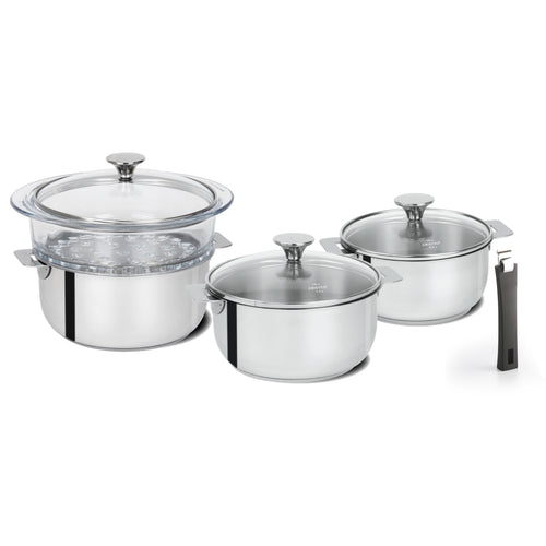 Cristel Mutine Evolution 3 Saucepan + 1 Removable Handle Set