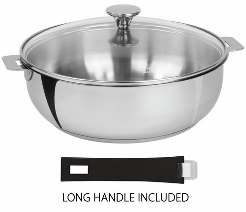 CRISTEL 3-Ply Stainless Steel Saucepan Set (14, 16, 18 and 20cm) with 3 x  Flat Glass Lids and 2 x Detachable Handles