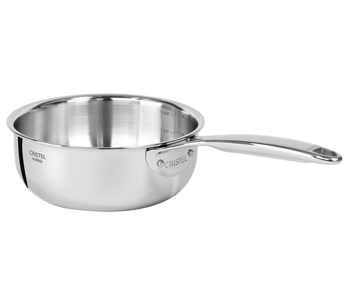 Cristel “L” Line with Removable Handles: 8.7-inch Brushed Stainless Steel  Fry Pan