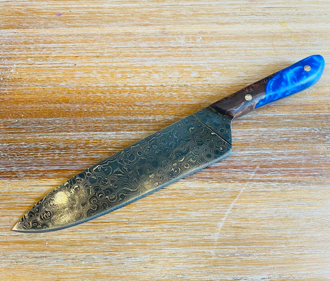 Silver Hand-Forged Oak Burl French Chef's Knife by Bodman Blades