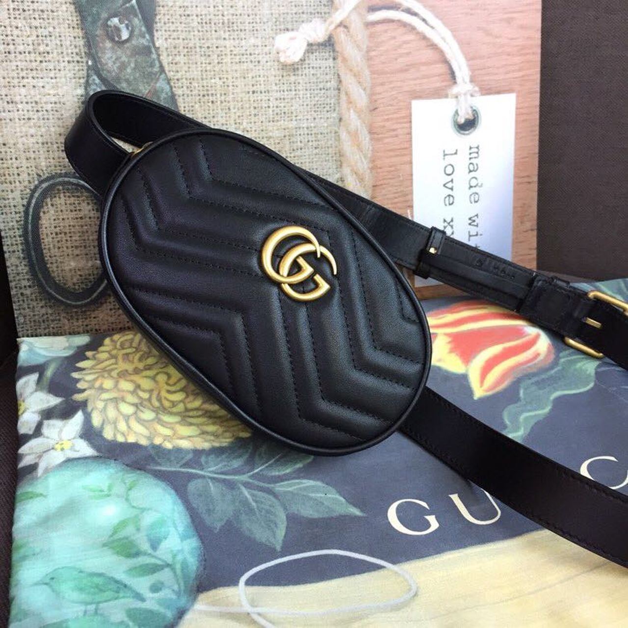 gg Marmont Belt Bag Black For Women 7in/18cm gg 476434 2176