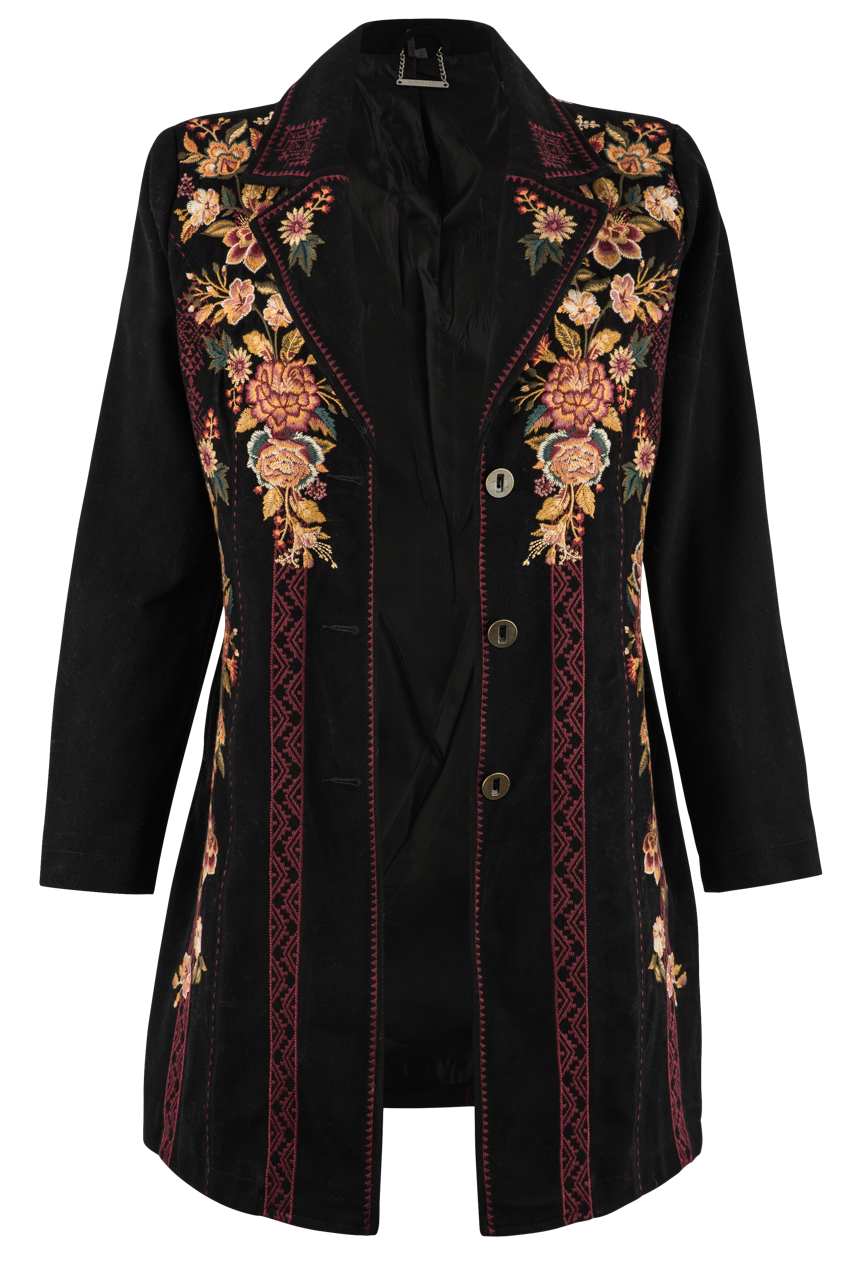 Paparazzi Black Embroidered Coat