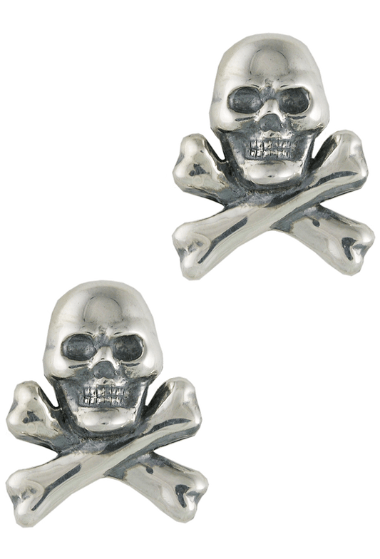 Pinto Ranch Skull and Cross Bones Silver Cufflinks