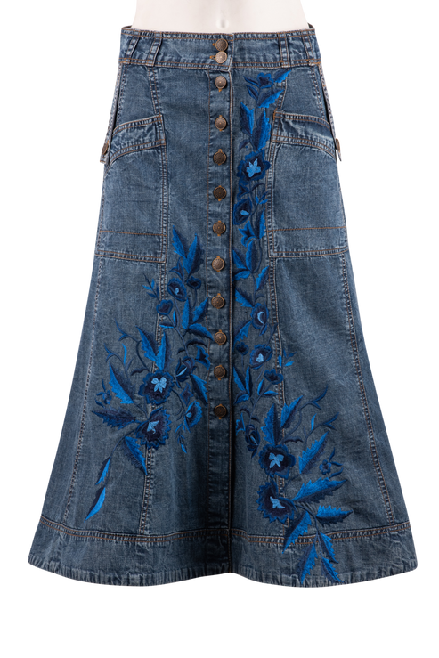 Vintage Collection Embroidered Denim Skirt