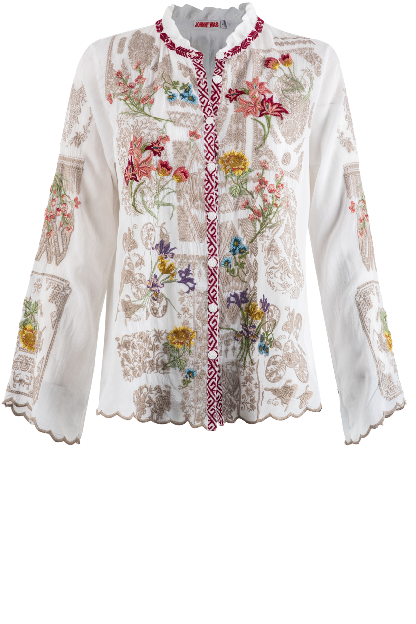 Johnny Was Albee Floral Embroidered Blouse