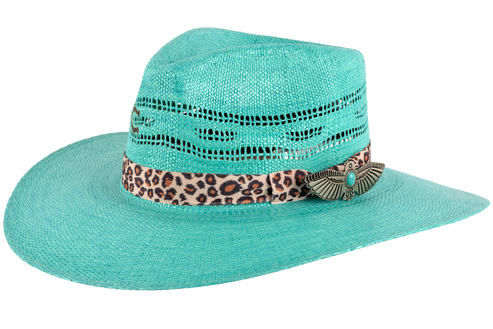 Charlie 1 Horse Straw Hat - Turquoise Blue