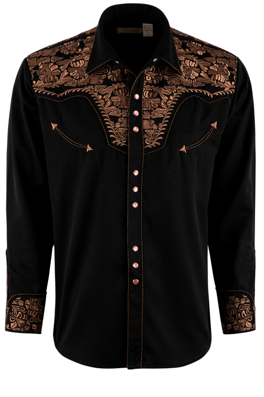 Scully Vintage Western Diamond Pearl Snap Shirt - Black