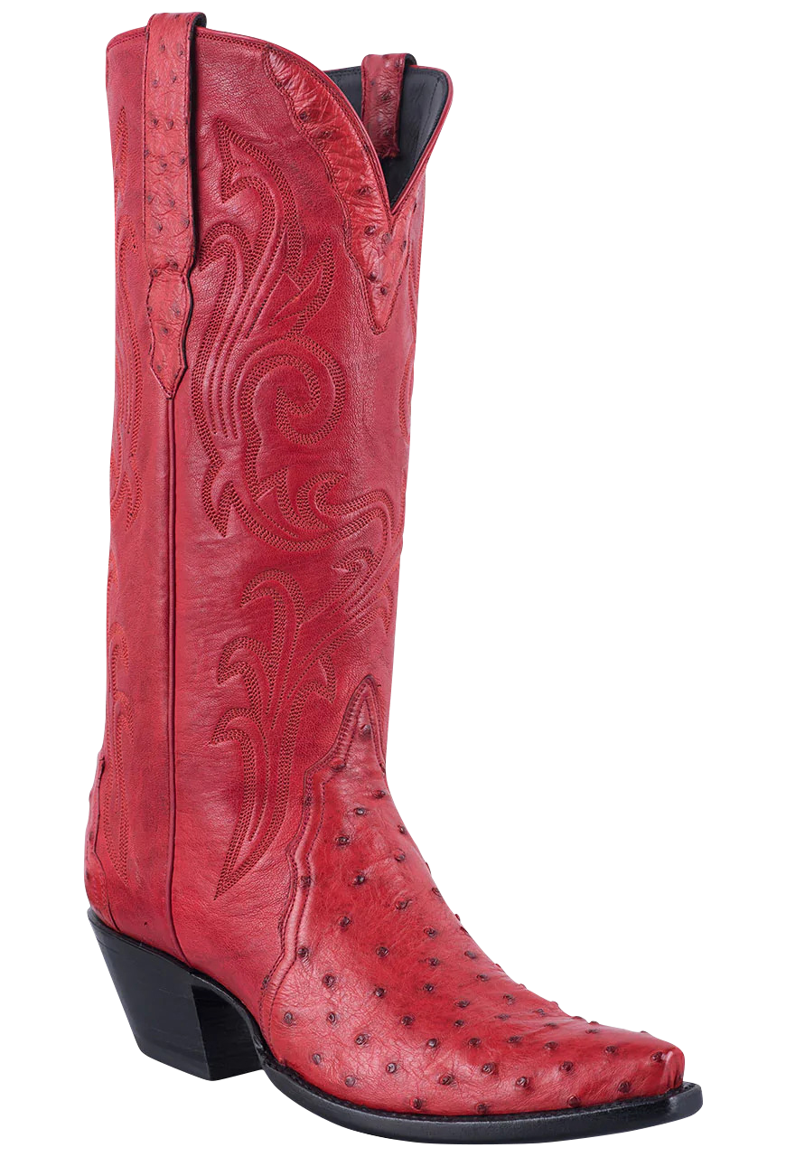 Stallion Women's Full Quill Red Ostrich Gallegos Cowgirl Boots | Pinto ...
